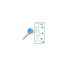 Load image into Gallery viewer, Solid 14K White Gold 2mm Blue Synthetic Opal Nose Ring
