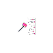Load image into Gallery viewer, Solid 14K White Gold 2mm Brilliant Pink Synthetic Opal Nose Ring
