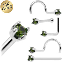 Load image into Gallery viewer, 14k White Gold 2mm Lab Grown Green Diamond Nose Ring
