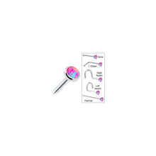 Load image into Gallery viewer, Solid 14K White Gold 2mm Fuchsia Synthetic Opal Nose Ring
