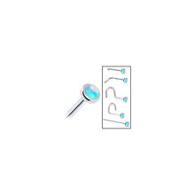 Load image into Gallery viewer, Solid 14K White Gold 2mm Light Blue Synthetic Opal Nose Ring

