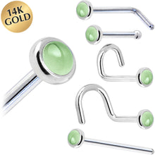 Load image into Gallery viewer, Solid 14K White Gold 2mm Genuine Peridot Nose Ring
