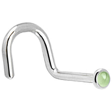 Load image into Gallery viewer, Solid 14K White Gold 2mm Genuine Peridot Nose Ring
