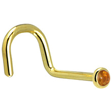 Load image into Gallery viewer, Solid 14K Yellow Gold  2mm Genuine Citrine Saffron Nose Ring
