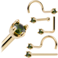 Load image into Gallery viewer, 14k Yellow Gold 2mm Lab Grown Green Diamond Nose Ring
