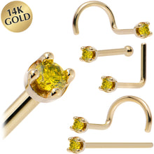 Load image into Gallery viewer, Solid 14K Yellow Gold 1.5mm Genuine Yellow Diamond Nose Ring
