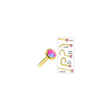 Load image into Gallery viewer, Solid 14K Yellow Gold 2mm Fuchsia Synthetic Opal Nose Ring
