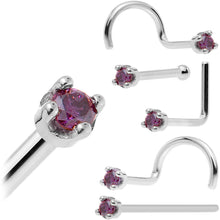 Load image into Gallery viewer, Solid 18K White Gold 1.5mm Genuine Purple Diamond Nose Ring
