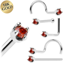 Load image into Gallery viewer, Solid 18K White Gold 1.5mm Genuine Red Diamond Nose Ring

