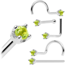Load image into Gallery viewer, Solid 14K White Gold 1.5mm Genuine Peridot Nose Ring
