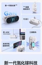 Load image into Gallery viewer, 65W GaN Fast Charging Power Strip 7-in-1 Multi USB-A/C Port for Phone Laptop with Overcharge Protection Portable Travel Adapter
