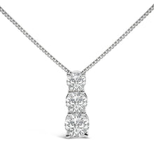 Load image into Gallery viewer, 14K White Gold 1/2 Cttw Lab Grown Diamond Three Stone Pendant Necklace

