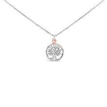 Load image into Gallery viewer, 14K Rose Gold Plated Sterling Silver Diamond Accent Tree of Life Pendant Necklace
