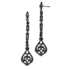 Load image into Gallery viewer, Black Plated Downton Abbey Arabesque Dangle Earrings
