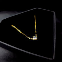 Load image into Gallery viewer, Stainless Steel Gold Tone PVD Chain Dainty Bezel CZ Pendant Necklace
