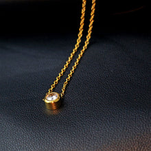 Load image into Gallery viewer, Stainless Steel Gold Tone PVD Chain Dainty Bezel CZ Pendant Necklace
