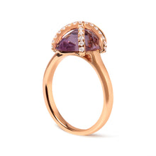 Load image into Gallery viewer, 14K Rose Gold 1/5 Cttw Diamond Wrapped 15x15 MM Purple Amethyst Cocktail Ring (G-H Color, SI1-SI2 Clarity)
