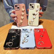 Load image into Gallery viewer, Luxury Love Heart Elegant Sparkle Case With Chain Bracelet Strap Soft Protective Bumper Cover Compatible with iPhone  Bracelet soft case for iPhone 12 Pro Max 11 pro max X XS XR 7 8 Plus Stylish Phone Cover
