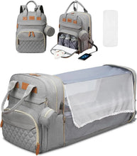 Load image into Gallery viewer, 3 in 1 Diaper Bag Backpack with Foldable Baby Bed &amp; USB
