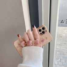 Load image into Gallery viewer, Luxury Women Silicone Phone Case Cover With Wrist Chain Bracelet for iPhone  Wristband Bracelet Hand Holder Cover for iPhone 13 12 11 Pro Max plating Case Heart Chain Cases for iPhone 7 8 Plus XR XS Max X
