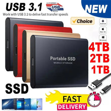 Load image into Gallery viewer, External Hard Drive SSD 4TB - USB 3.0 Solid Disk Fast Transfer Shockproof Large Backup Plug &amp; Play Compatible with Mac/PC/Phones
