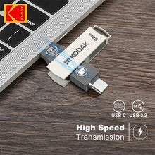 Load image into Gallery viewer, Kodak K273 Metal USB Flash Drive USB3.2 Type C Flash Drive 32GB 64GB 128GB 256GB High Speed for Car Laptop
