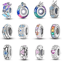 Load image into Gallery viewer, 100% 925 Sterling Silver Rainbow Zircon Butterfly Dragon Silicone Stopper Charms - Colorful Beads for DIY Bracelets, Customizable Jewelry for All Occasions
