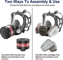 Load image into Gallery viewer, Full face respirator - mask with 40 mm gas filter canister for industrial gases, chemical, polishing, welding, spraying Gas mask
