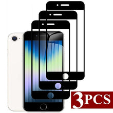 Load image into Gallery viewer, 3PCS Full Cover Tempered Glass For iPhone SE  2022 2020 7 8 Plus Screen Protector Black Edge On iPhone SE3 SE2 Protective Glass Anti Fingerprint Film Screen Protector for iPhone
