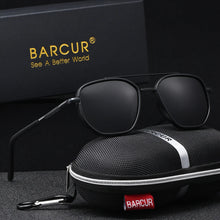 Load image into Gallery viewer, BARCUR Sunglasses Men’s Polygon Fashionable Frame – Polarized UV400 Protection for Summer Driving Outdoor and Casual Wear – Stylish Comfortable Thickened Striped Design with TAC Lenses
