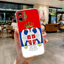Load image into Gallery viewer, Flag of Serbia Serbian Phone Case Transparent For iphone 13 12 11 14 Pro Max Mini X XR XS 7 8 plus 13 14 Pro max phone Covers Flag Silicone Case For iphone
