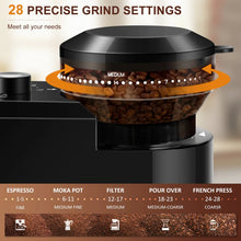 Load image into Gallery viewer, Automatic Burr Mill Coffee Grinder Electric Coffee Bean Grinding With 28 Adjustable Gears for Espresso French Press Drip Coffee
