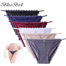 Load image into Gallery viewer, BllooBeell Low Waist Women&#39;s Underwear Panties Sexy Lace Briefs Solid Color Bikini Female Thong Seamless G String Silky Lingerie
