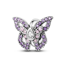 Load image into Gallery viewer, 100% 925 Sterling Silver Rainbow Zircon Butterfly Dragon Silicone Stopper Charms - Colorful Beads for DIY Bracelets, Customizable Jewelry for All Occasions
