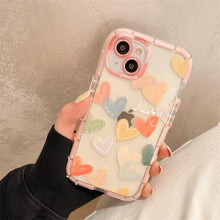 Load image into Gallery viewer, Cute Love Heart Soft Shockproof Bumper Transparent Phone Case For iPhone 12 13 Pro Max Silicone Back Cover Case  Cute Side Small Pattern for Women Girls Soft Silicone Shockproof Protective Cover
