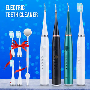 Electric Sonic Dental Scaler Teeth Whitening Cleaning Tool With Electric Toothbrush Head Calculus Remover Oral Irrigator Cleaner