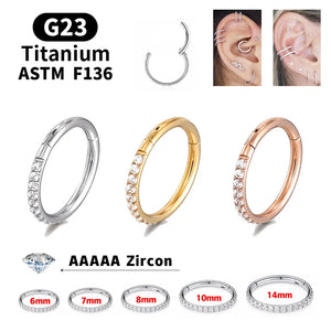 18G/16G Women's Round Earrings G23 F136 Titanium Nose Ring Hinge Clicker Open Diaphragm Nose Ring Fashion Lady Piercing Jewelry (RPM Women's)