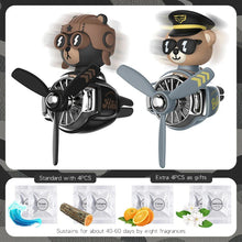 Load image into Gallery viewer, Rotating Airplane Pilot Bear Car Air Freshener - Vent Clip Fragrance Diffuser
