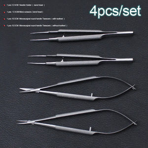 New Microsurgical instruments 12.5cm scissors+Needle holders +tweezers stainless steel surgical tool