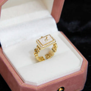 2023 New Arrival Zircon Watch Adjustable Rings For Women Delicate Jewelry 14k Gold Color Wedding Crystal Rings