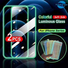 Load image into Gallery viewer, 2Pcs Luminous Protective Glass For iPhone 14 13 12 11 Pro Max X XR XS Screen Protector For 7 8 6 Plus SE3 Glowing Tempered Glass  Luminous Glowing Tempered Glass Screen Protector for iPhone
