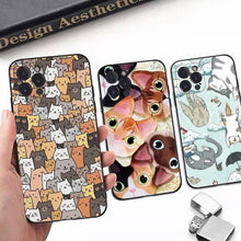 Load image into Gallery viewer, Cat Cute Art Phone Case For Iphone 8 7 6 6s Plus X Se 2020 Xr Xs 14 11 12 13 Mini Pro Max Mobile Case  Transparent Soft Protective Clear Case Compatible For Iphone

