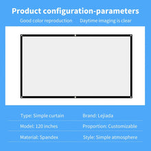 Load image into Gallery viewer, 16:9 Portable Projector Screen Simple Projector Curtain 72/84/100/120/150 inch HD Display Screen Home Cinema Theater Movie Home
