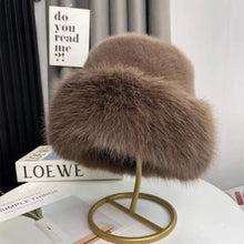 Load image into Gallery viewer, Fluffy Fur Fisherman Hat For Women Winter Plush Ear Protection Cap Windproof Warm Female Panama Caps Solid Fashion Bucket Hat

