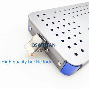 Aluminum Sterilization tray case Disinfection box Sterilization box with silicone pad dental eye surgical instrument