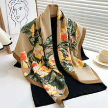Load image into Gallery viewer, 90x90cm Square Silk-Feel Scarf – Luxury Women’s Shawl &amp; Head Wrap
