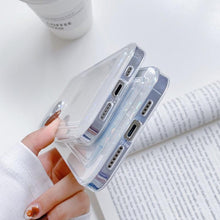 Load image into Gallery viewer, Transparent Cute Heart Pattern Phone Cases For iPhone 13 14 Pro Max Simple Luxurious Love Gradient Silicon Wallet Cover Card Holder Shockproof Bumper Protective Cover

