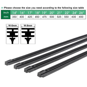 Car Wiper blade Insert Natural Rubber Strip Windshield strips (Refill) 8mm 6mm 14"16"17"18"19"20"21"22"24"26"28" Car Accessories