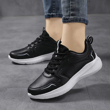 Load image into Gallery viewer, Women Running Shoes PU Leather Lace-up Men Warm Light Walking Sneaker Fitness Sport Flats Comfortable Black Size 35-44 Loafers
