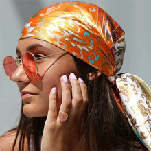 Load image into Gallery viewer, Satin Square Scarf – Elegant 2025 Print Hijab, Shawl &amp; Hair Wrap
